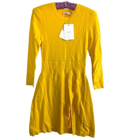 A.L.C. Hadley Knit Mini Dress Yellow Size Small - Picture 2 of 11